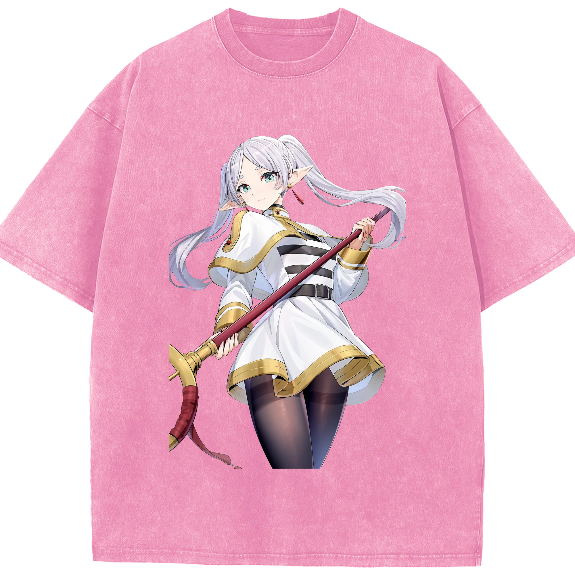（画像用） 葬送のフリーレン Frieren 綿100% ヴィンテージ風 半袖Tシャツ（フロントプリント）